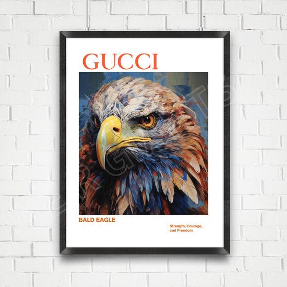 Gucci Bald Eagle Print 11 x 14  Gucci Wall Decor Fashion Art Gucci Animal Theme - Picture 1 of 2